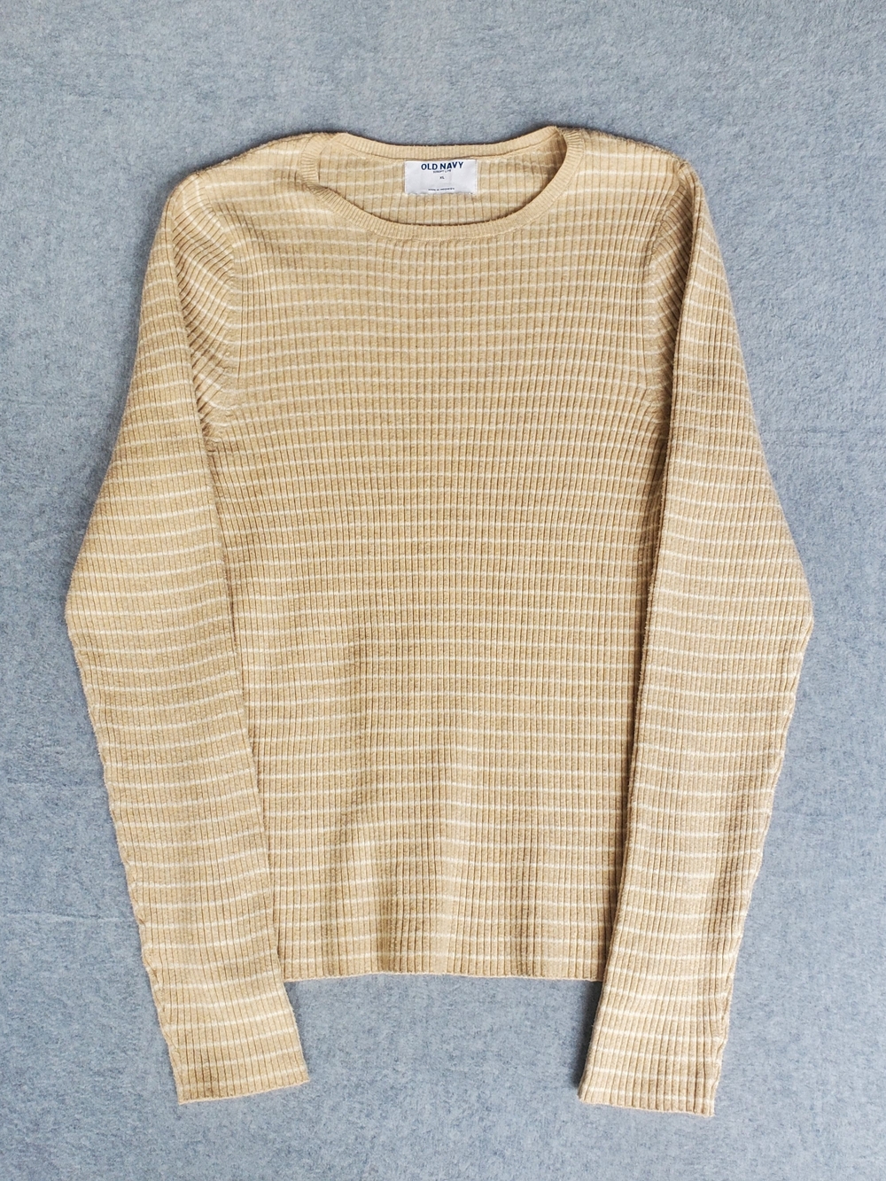 Old Navy Womens Long-Sleeve Ribbed Crewneck Sweater - Beige